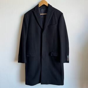 GIVENCHY Black Virgin Wool & Cashmere Men's Single Breasted Long Dress Coat
